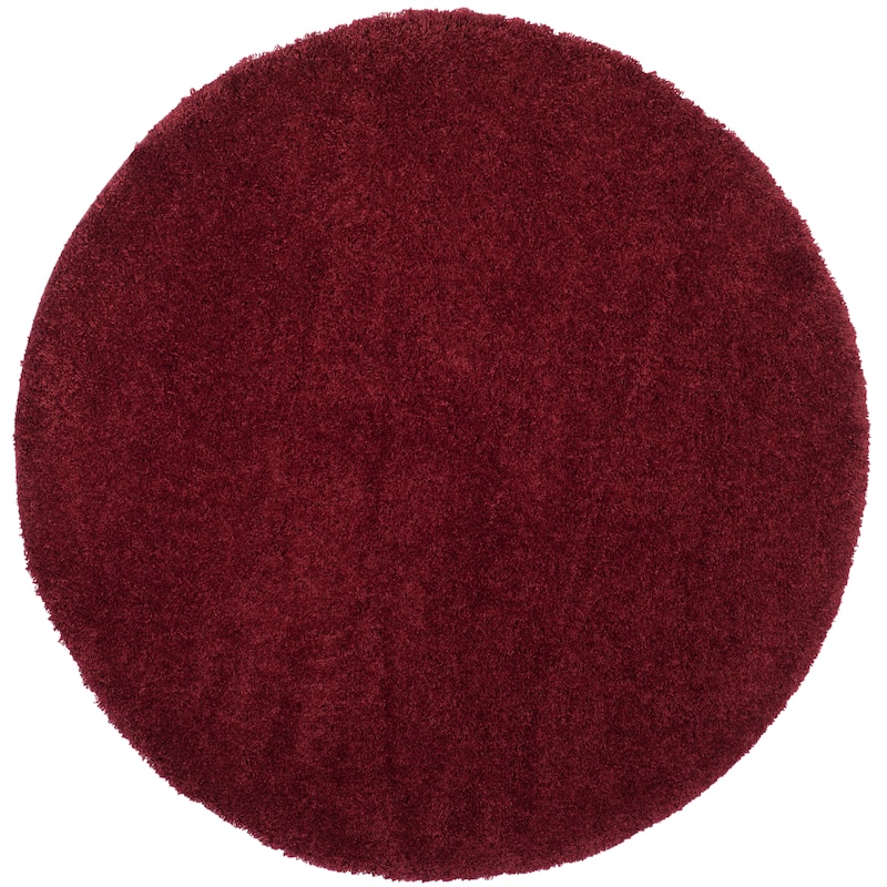 SAFAVIEH Laguna Shag Verdiana Solid Color 2-inch Thick Rug. - 6'7" Round - Maroon - Round