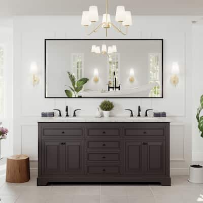 Eviva Black 58" x 28" Rectangular Black Metal Framed Mirror - N/A