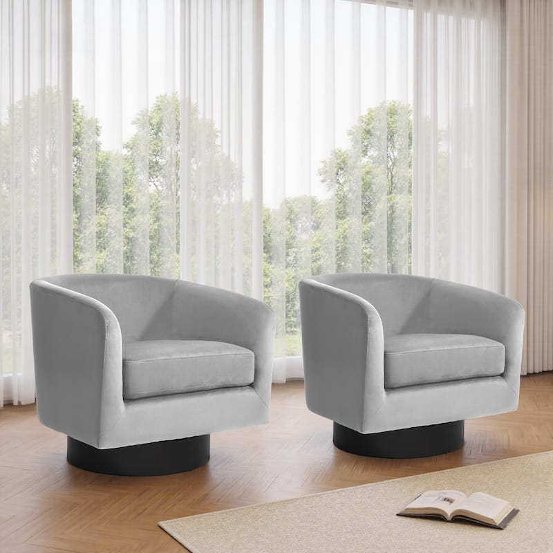UIXE Set of 2 Swivel Barrel Accent Chair Velvet Armchair For Living Room