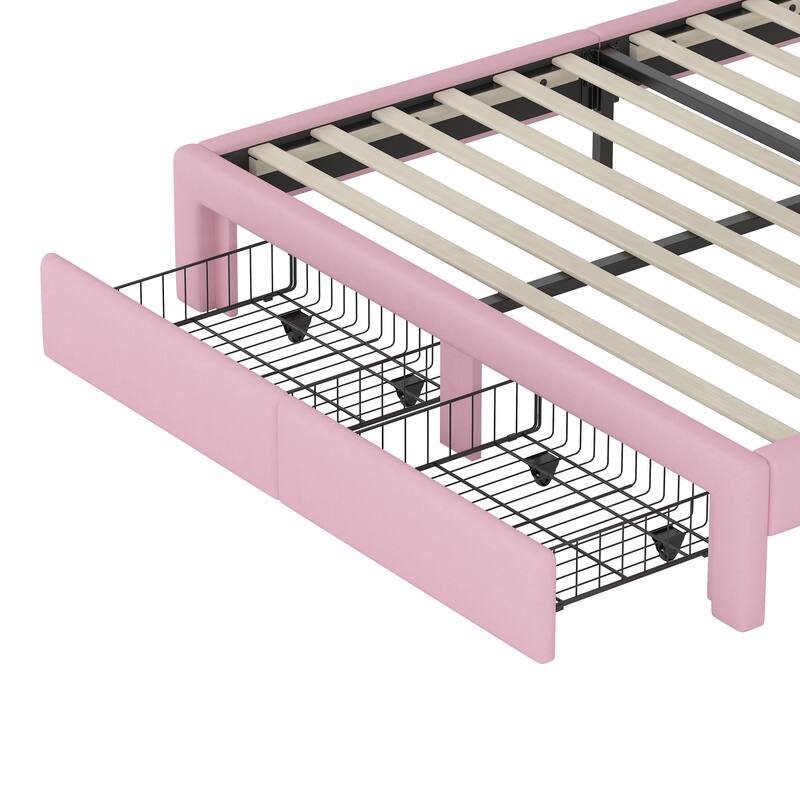 Full Size Rainbow Velvet Platform Bed with Storage Drawer, No Box Spring Needed