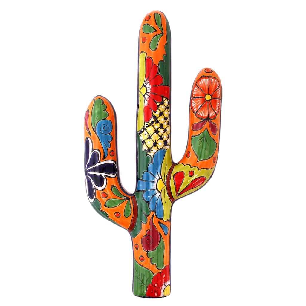 Novica Handmade Desert Saguaro Ceramic Wall Sculpture