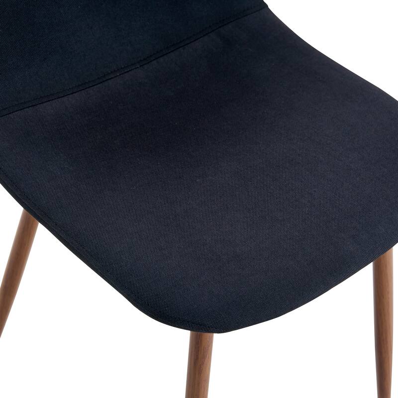 5 Piece Rectangular Tempered Glass Dining Table Set, 4 Black Linen Upholstered Chairs with Metal Legs