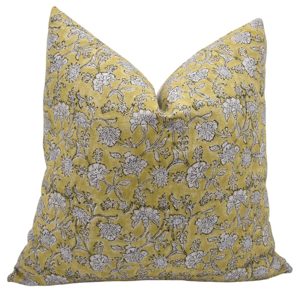 Linen Farmhouse Block print pillow Cover - Nayaab