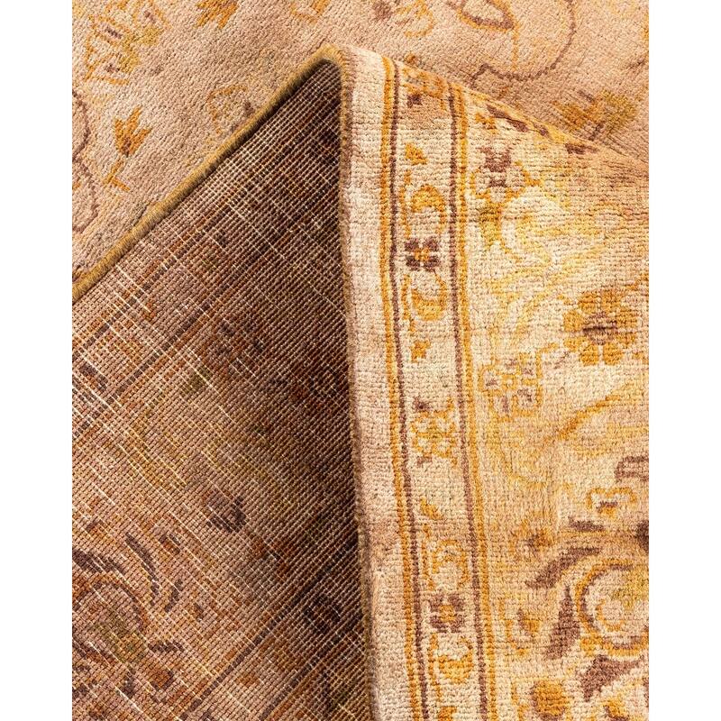 Overton Hand Knotted Wool Vintage Inspired Modern Contemporary Overdyed Beige Area Rug - 4' 2" x 6' 5"