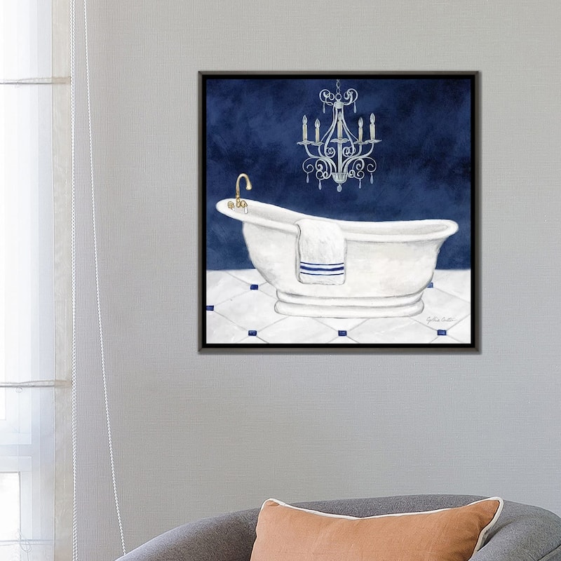 iCanvas "Navy Blue Bath I" by Cynthia Coulter Framed