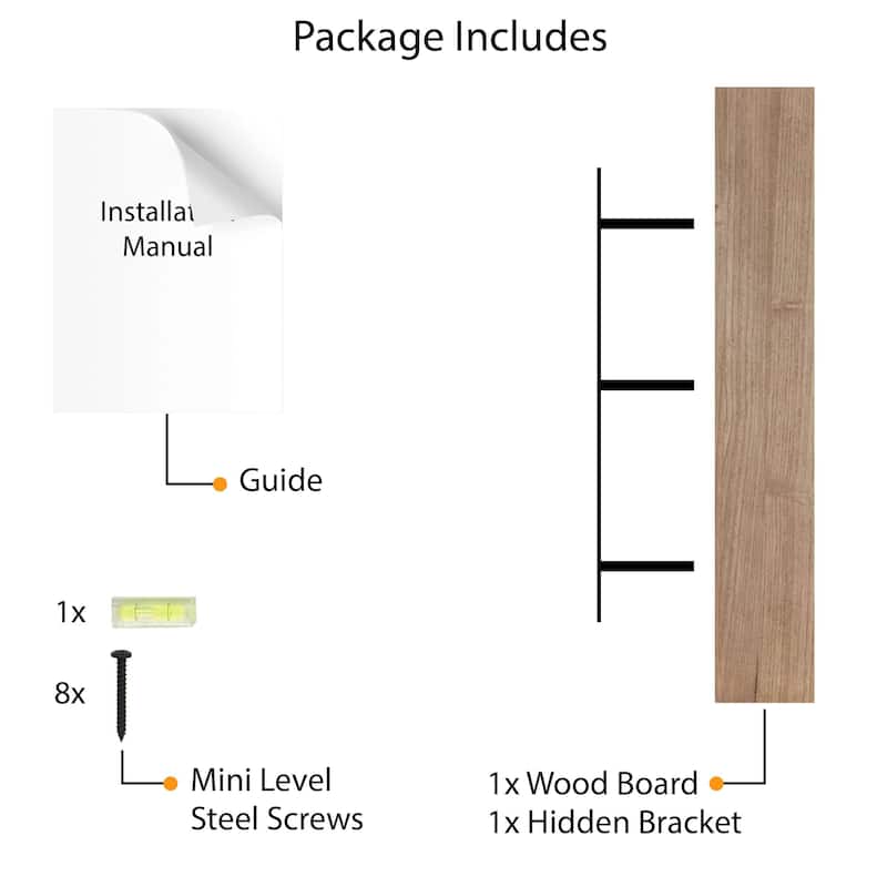 Wallniture Bois Wood Board 60" Long, 10'' Deep, 2" Thick, Hidden Bracket Shelf for Wall, Floating Bookshelf, Special Walnut, 1Pc