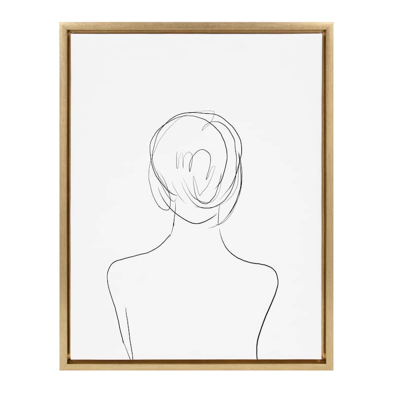 Kate and Laurel Sylvie Minimalist Woman - 18x24 - Plastic - Gold
