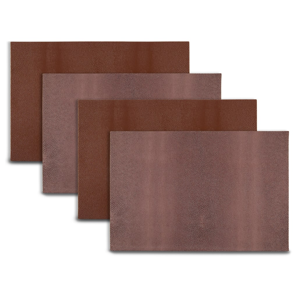 Dainty Home Lucerne Premium Vegan Patent Leather Reversible 2 Pattern Rectangular Placemat Set Of 4