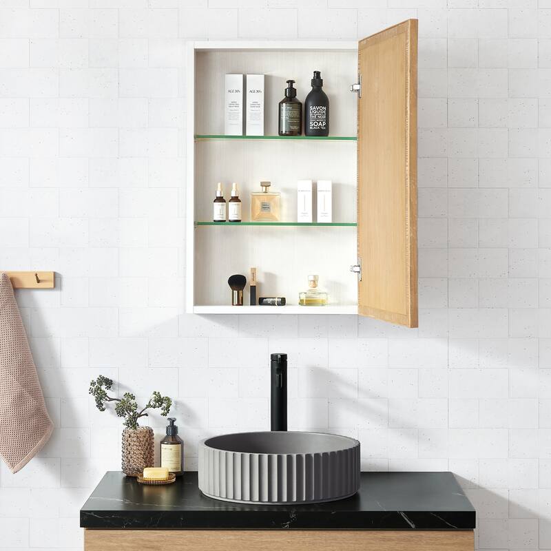 Bangalore Rectangular Wood Framed Medicine Cabinet with Mirror