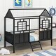 preview thumbnail 10 of 16, Playhouse Design Metal Low Loft House Bed with Roof