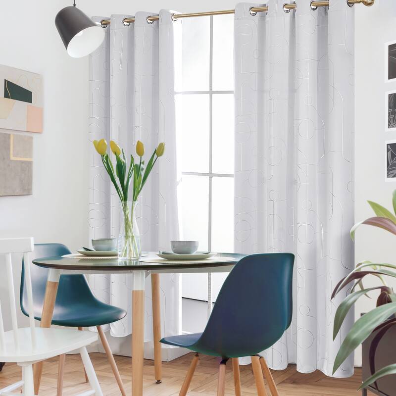 Deconovo Silver Pattern Blackout Curtains Grommet Top (2 Panels)