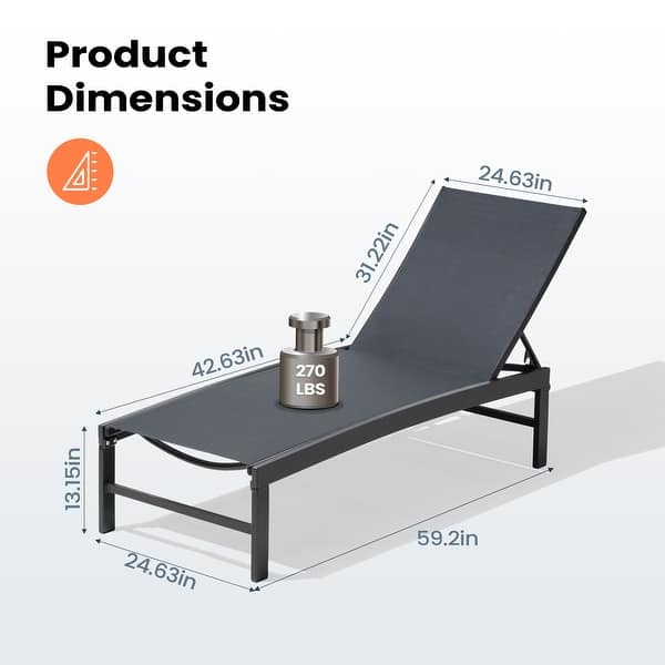 dimension image slide 0 of 8, Pellebant Outdoor Patio Adjustable Chaise Lounge Chairs
