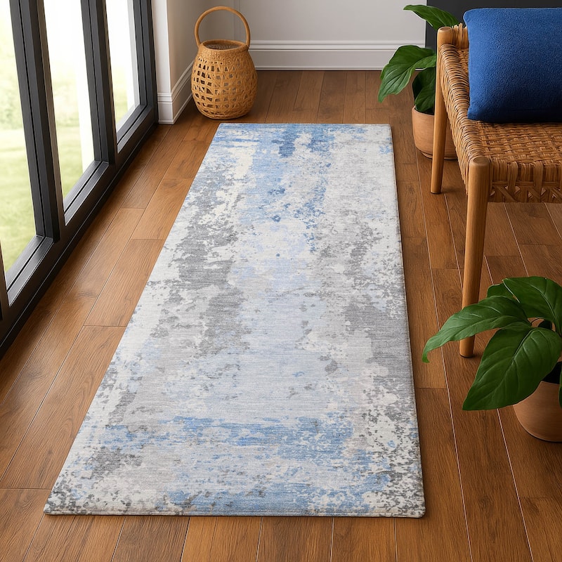 Premium Washable Super Soft Contemporary Mayfield Rug - Sky - 2'3" x 7'6"