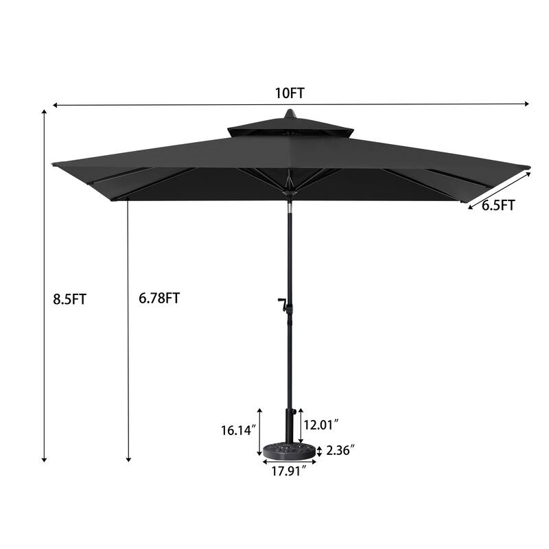 Crestlive Products 10 x 6.5 FT Rectangular Patio Market Umbrella with Black Base Included