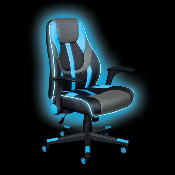 Output Faux Leather Gaming Chair with Controllable LED Light