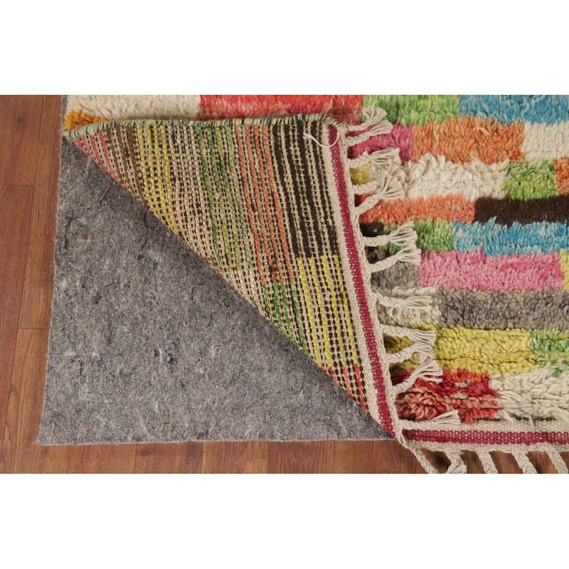 Plush Colorful Moroccan Area Rug Hand-Knotted Wool Carpet - 5'8" x 9'10"