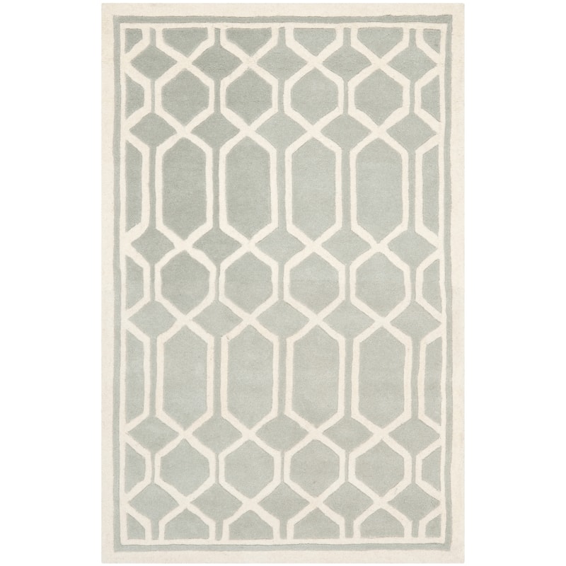 SAFAVIEH Handmade Chatham Pareshka Modern Moroccan Wool Rug - 5' x 8' - Grey/Ivory