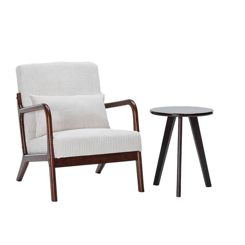 Anmytek Mid Century Modern Vintage Luxury Accent Chair and Coffee Table Set Leisure Living Room Bedroom Relaxation Furniture
