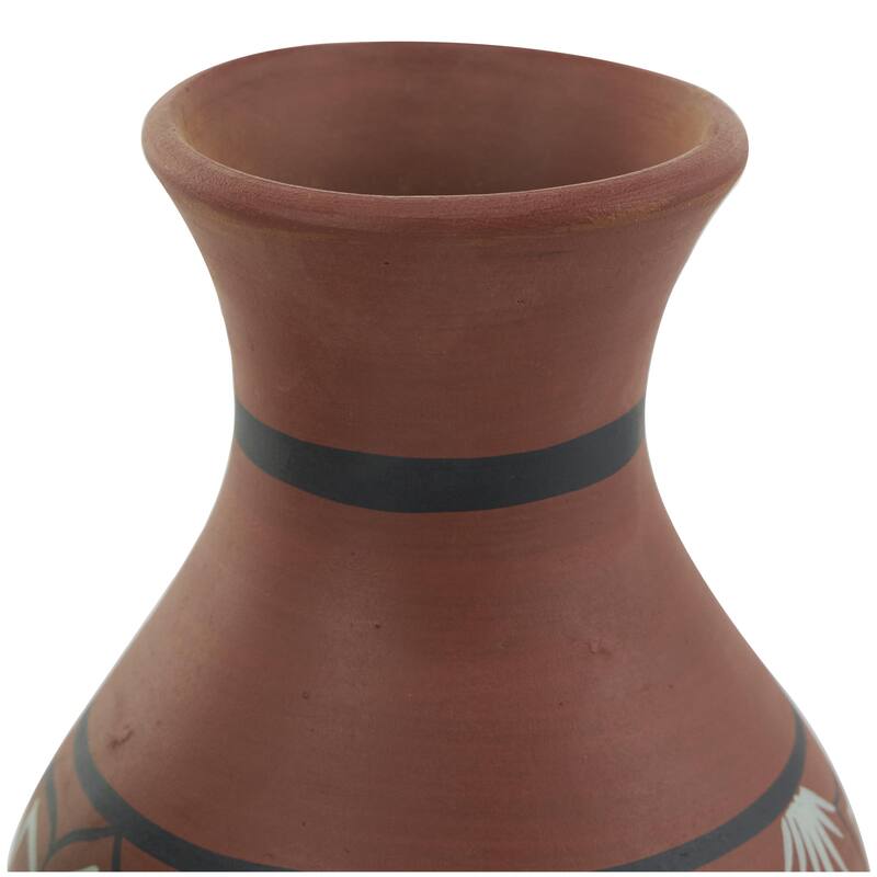 Ceramic Floral Decorative Vase with 3 Different Patterns and Shapes - Set of 3 Orange - Roche River Decor