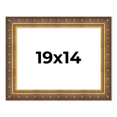 19x14 Frame Vintage Gold Solid Wood Picture Frame | 2.5 Inch Moulding