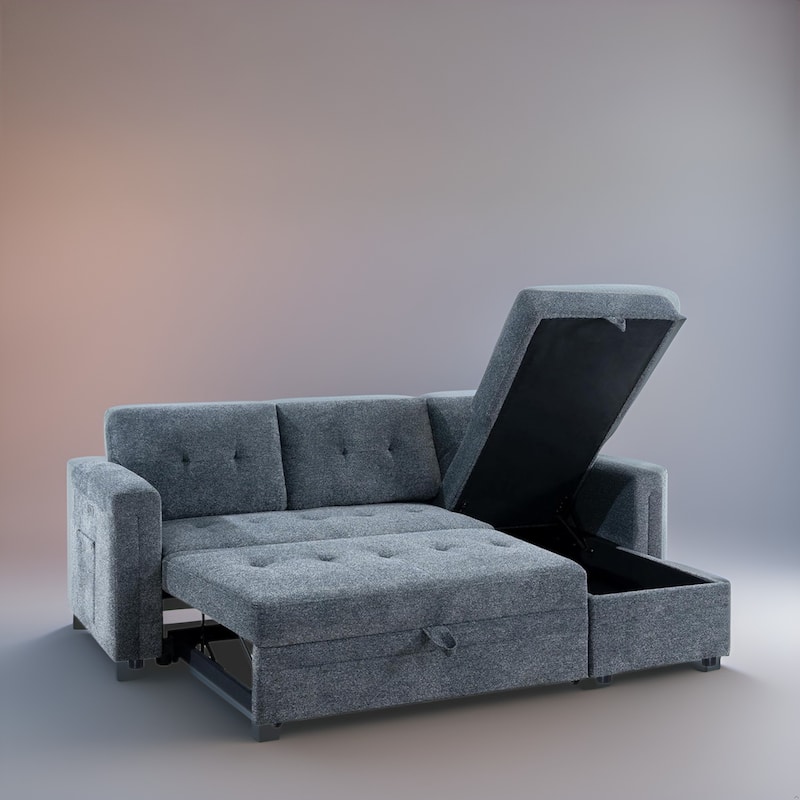 Convertible L-Shaped Sectional Sleeper Sofa with USB & Pull-Out Bed