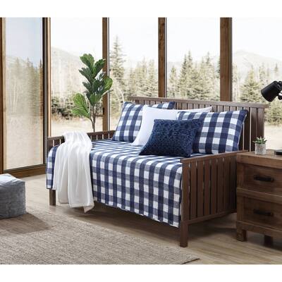 Eddie Bauer Lakehouse Plaid Cotton Blue 4 Piece Daybed Cover Set