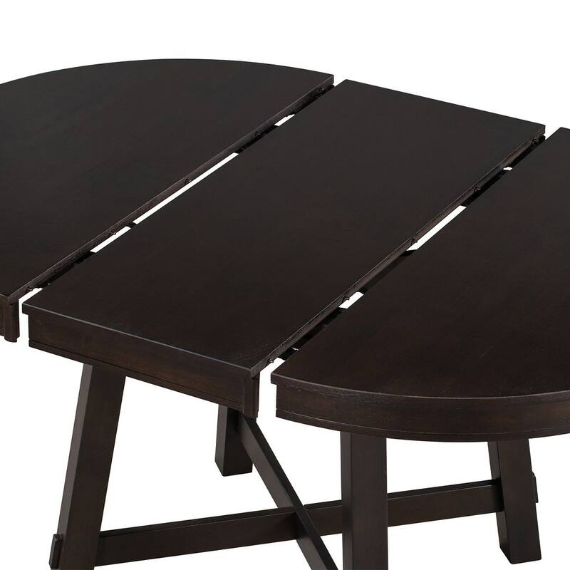 5 PCS Farmhouse Dining Table Set of 4 Chairs, Extendable