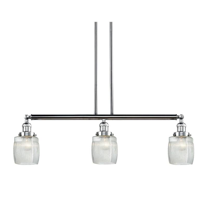 Innovations Lighting Colton 3 Light 38" Wide Linear Chandelier - Polished Chrome / Thick Clear Halophane