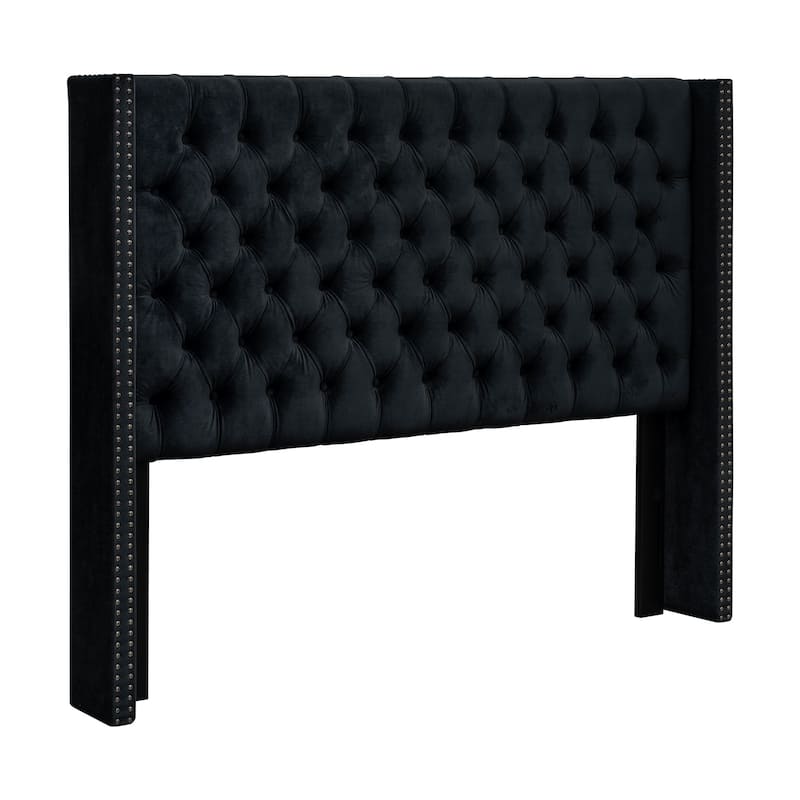 Madison Park Baldwin Upholstered Wingback Headboard with Button Tufting & Nailhead Trim