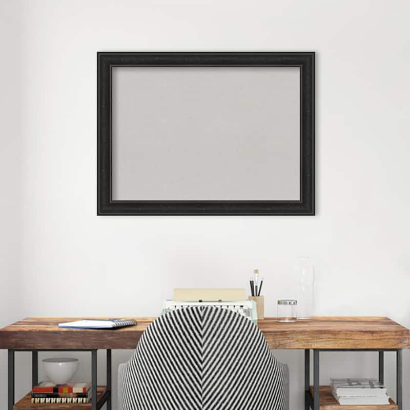 Shipwreck Black Narrow Framed Grey Corkboard Bulletin Board