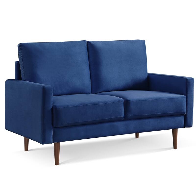 57 Inch Wide Upholstered Loveseat with Square Arms - N/A