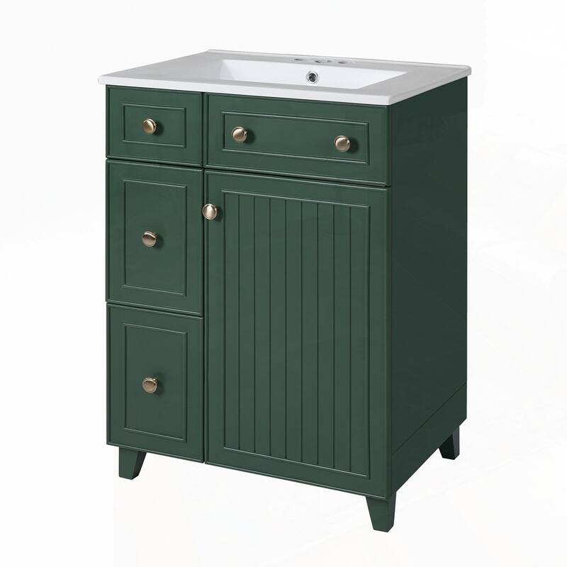24-Inch Bathroom Vanity Cabinet with Ceramic Sink