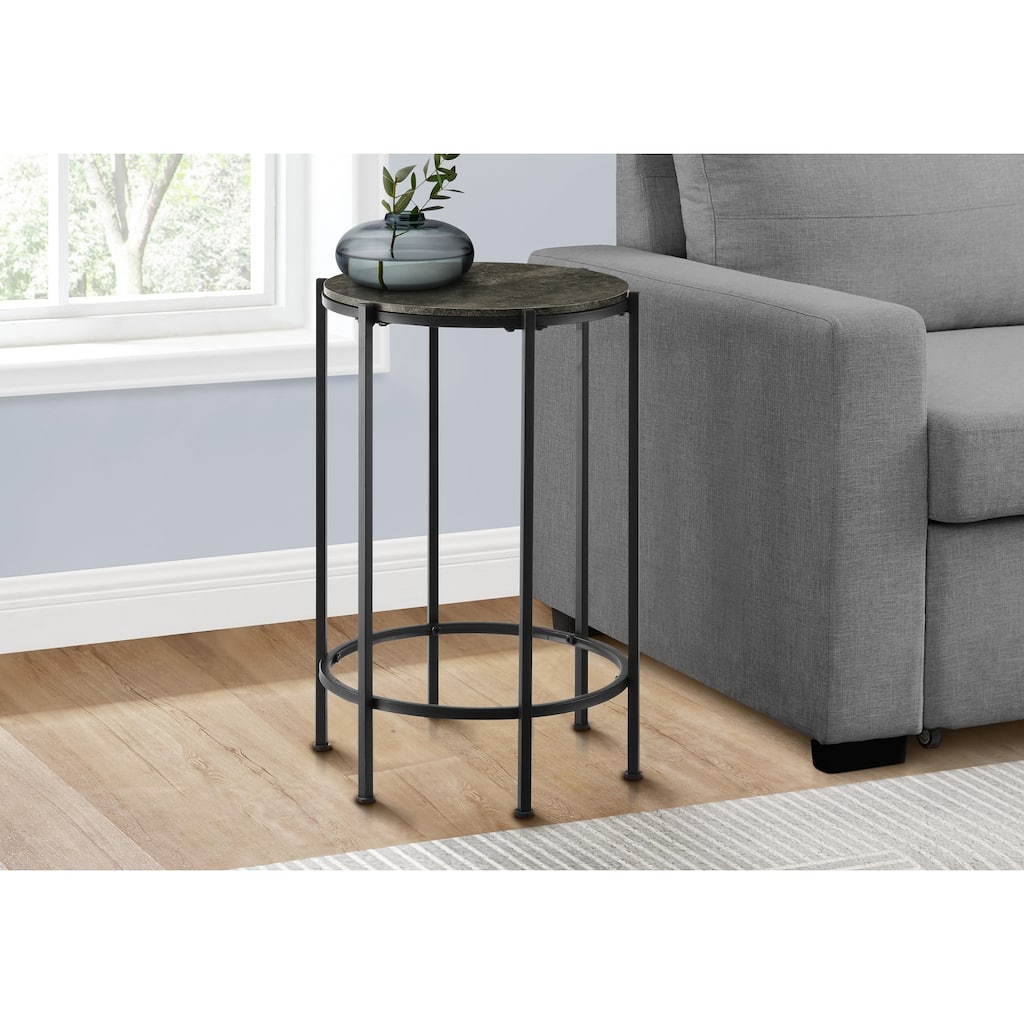 Accent Table, End, Round, Side Table, Small, Lamp, Living Room, Bedroom, Nightstand, Dark Bronze Laminate, Metal, Contemporary