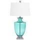 preview thumbnail 4 of 7, SAFAVIEH Lighting 30-inch Desiree Glass Seafoam Green Table Lamp (Set of 2) - 16"W x 16"D x 30"H