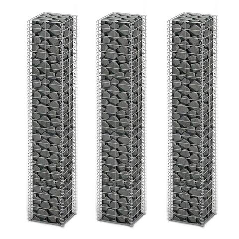 vidaXL Gabion Set 3 pcs Galvanized Wire 9.8"x9.8"x59" - 9.8"x9.8"x59.1"