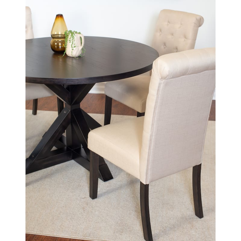 Roundhill Furniture Nylander 5-piece Dining Set, Cross-Buck Dining Table with 4 Stylish Chairs