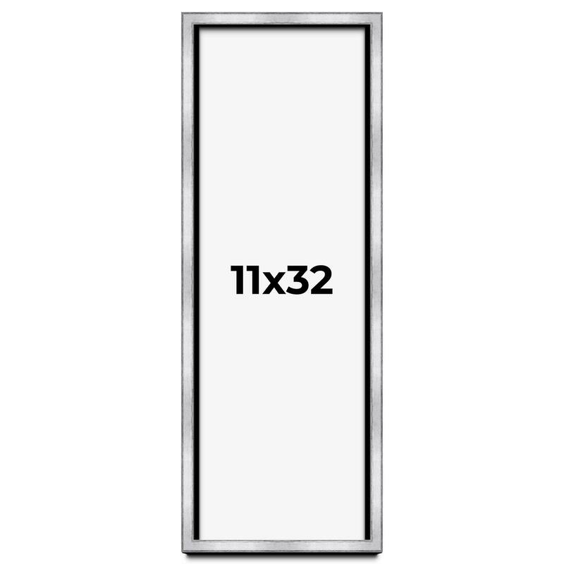 11x32 Shadow Box Frame Silver | 1.375 Inches Deep Real Wood