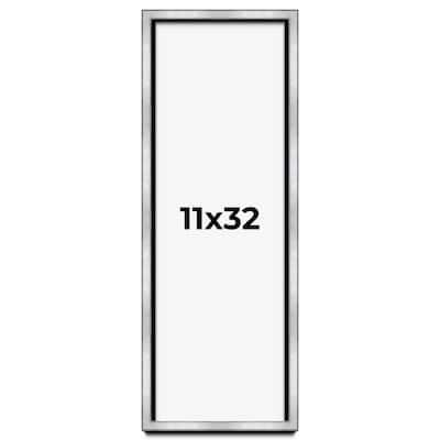 11x32 Shadow Box Frame Silver | 1.375 Inches Deep Real Wood