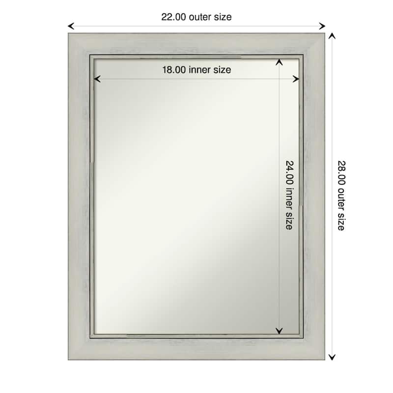 Non-Beveled Bathroom Wall Mirror - Flair Silver Patina Frame - 22 x 28 in - Flair Silver Patina