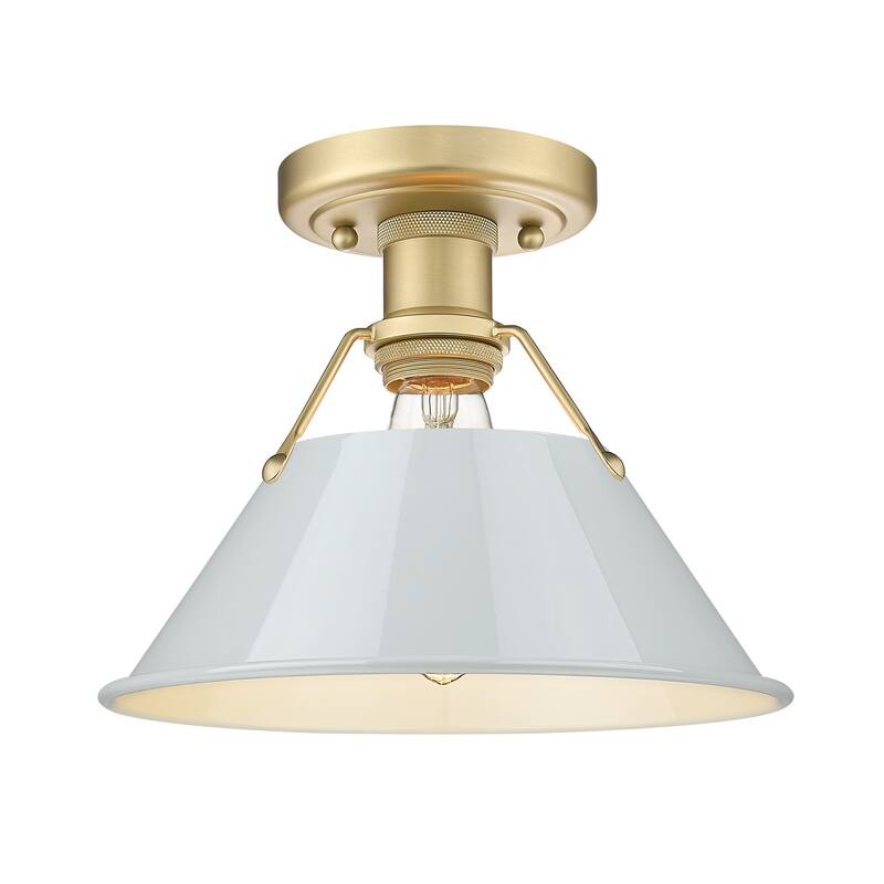 Yep by Golden Lighting Orwell 1-light Flush Mount in Brushed Champagne Brass and Dusky Blue shade - Gold