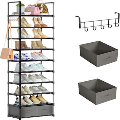 Tall Shoe Rack Narrow 10 Tier Shoes Rack - 11.8"D x 17.7"W x 78.7"H
