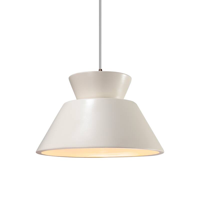 Carson Carrington Sallerup Trapezoid Matte White Shade Dark Bronze Pendant - Dark Bronze, Matte White, White