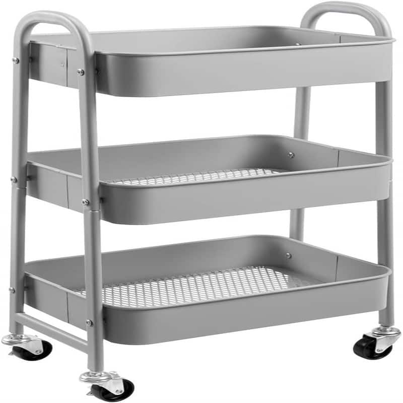 3 Tier Metal Utility Cart - 15.35"D x 27.5"W x 11.42"H
