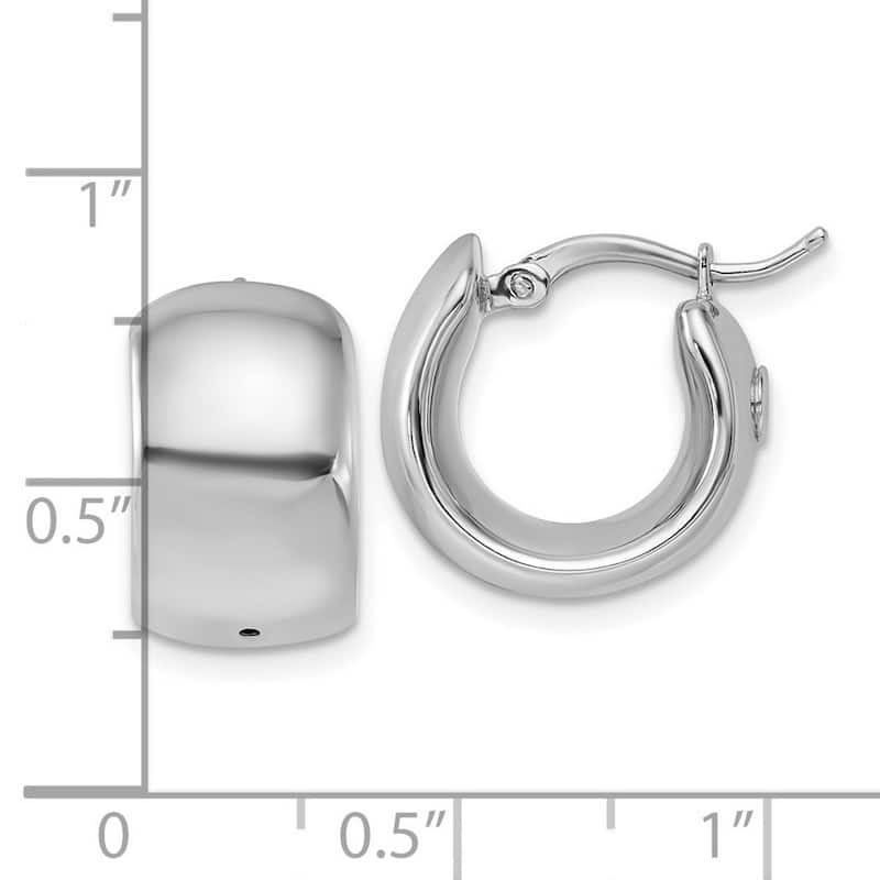 Curata 14k White Gold Polished Hoop Earrings - 15x15.5mm