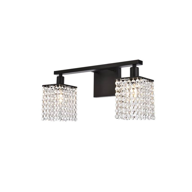 Phoenix 2 Light Bath Sconce with Clear Crystals