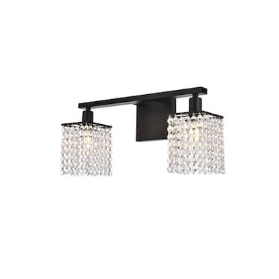Phoenix 2 Light Bath Sconce with Clear Crystals
