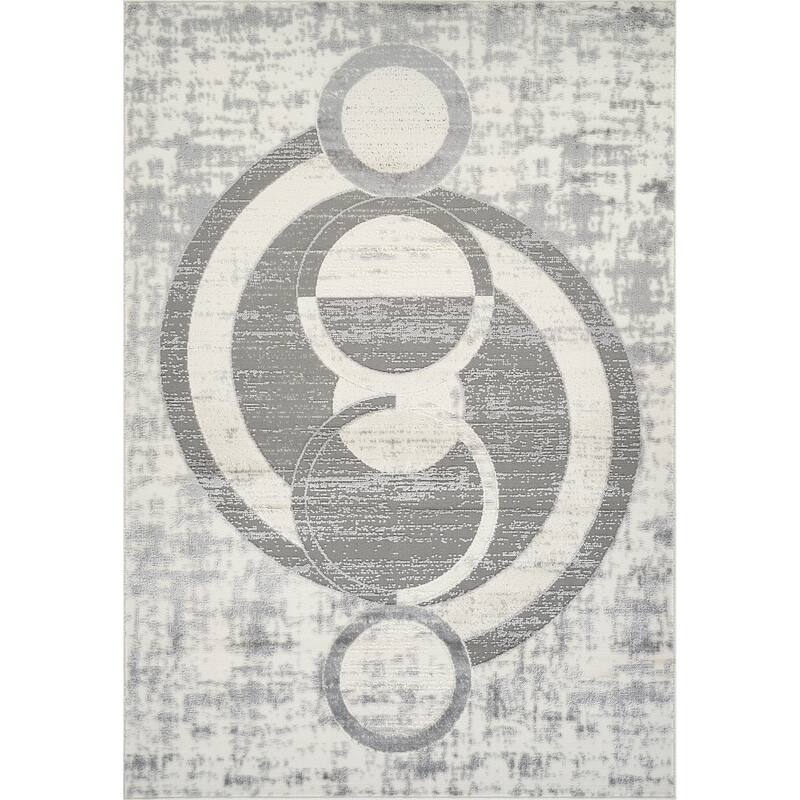 Cairo Collection Transitional Geometric Area Rug - 8 x 10 - Bone/Grey