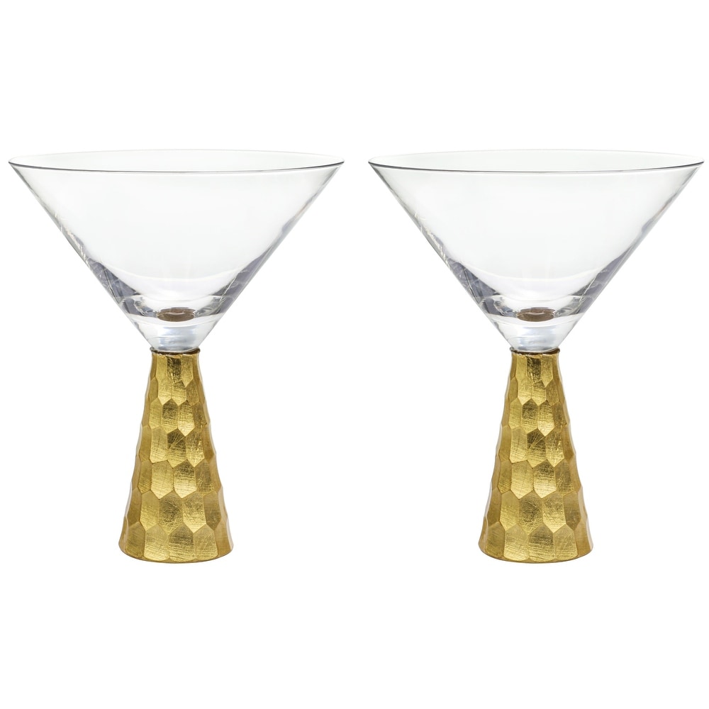 Viski Heavy Base Stemless Martini Glasses Set of 2 - Premium Short Crystal Cocktail  Glass Gift Set, 7.5 oz.