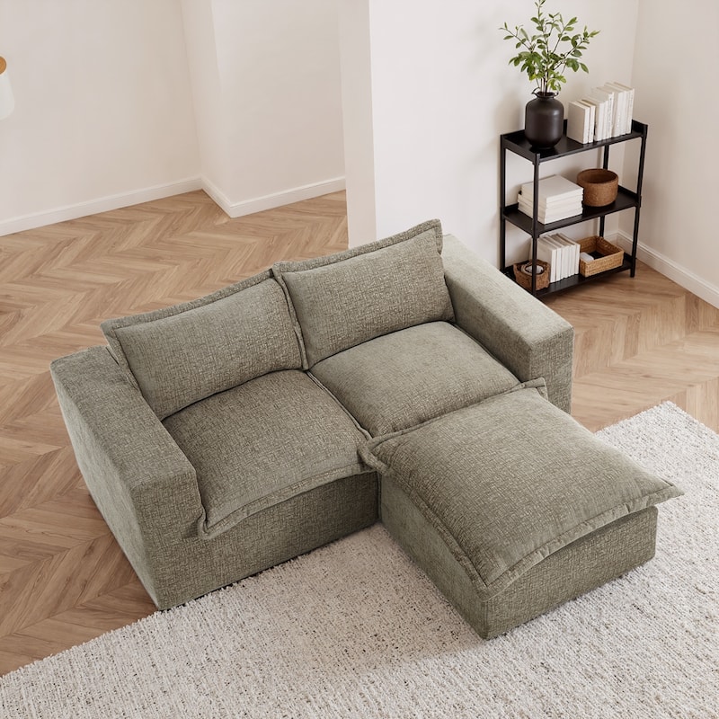 Chenille L-Shaped Modular Sectional Sofa Comfy Cloud Couch For Living Room