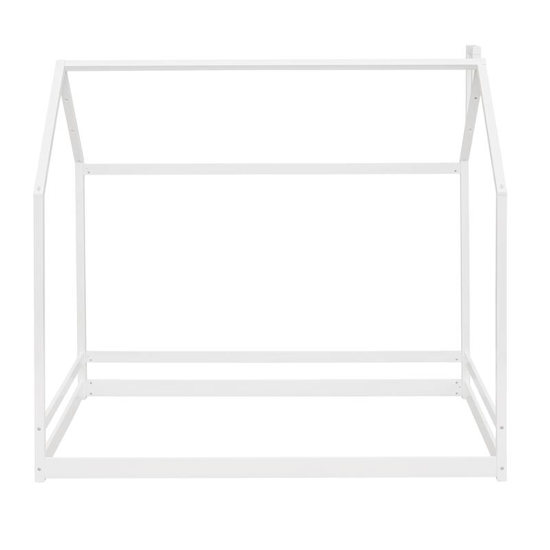 Twin House Bed with Roof - Sturdy Pine Frame for Kids Play and Sleep